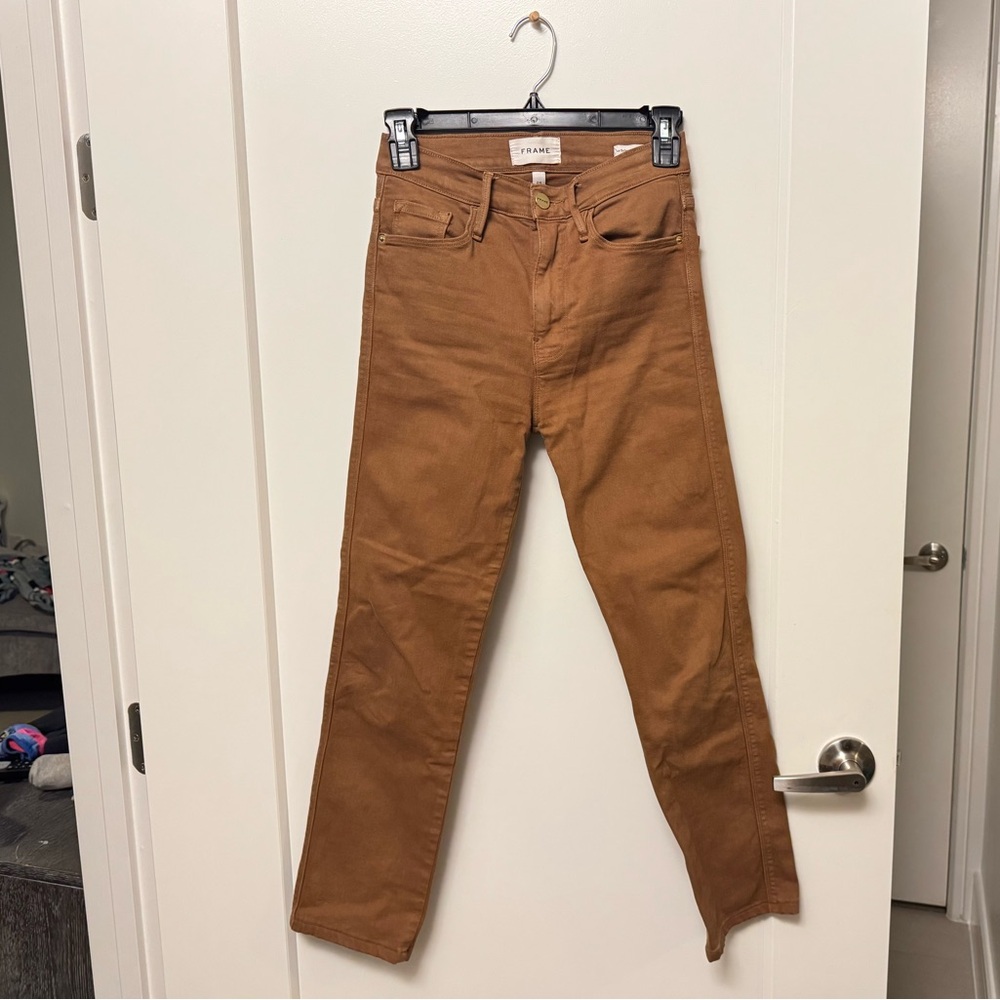 Frame Denim Le Sylvie Slender Straight Jeans - Tobacco Brown Tan - Size 24